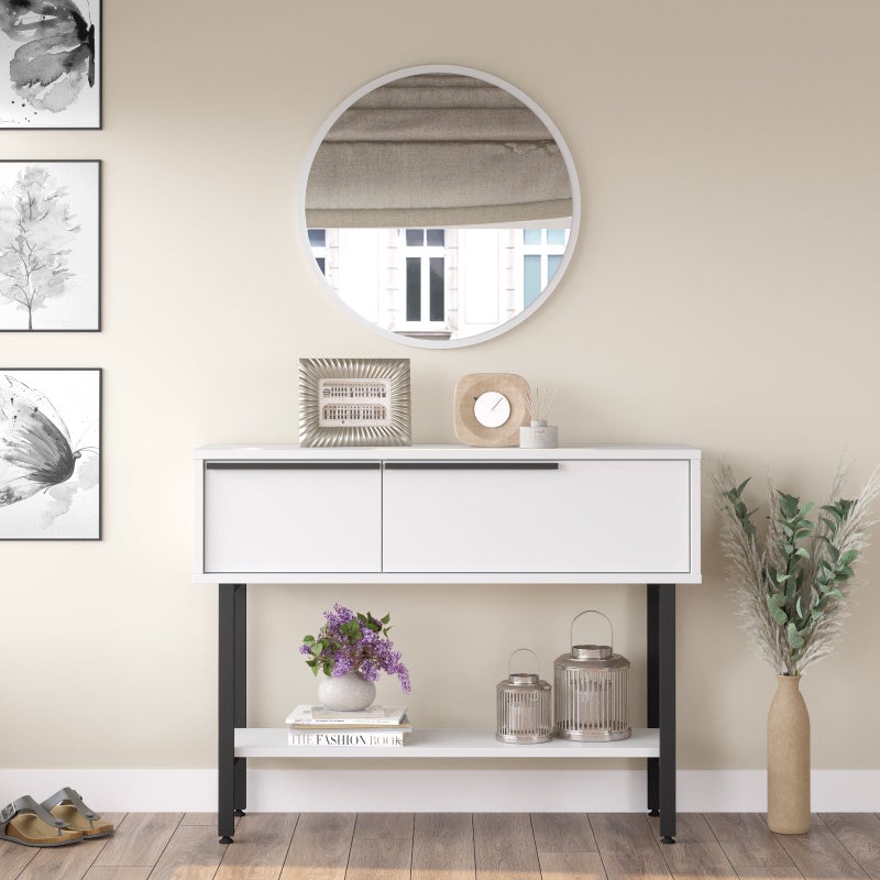 Home Canvas طاولة كونسول حافة القمر المنزلية، بيضاء - Image 1